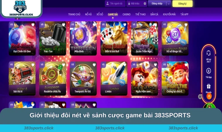 Game Bài 383SPORTS 1 Giới thiệu đôi nét về sảnh cược game bài 383SPORTS