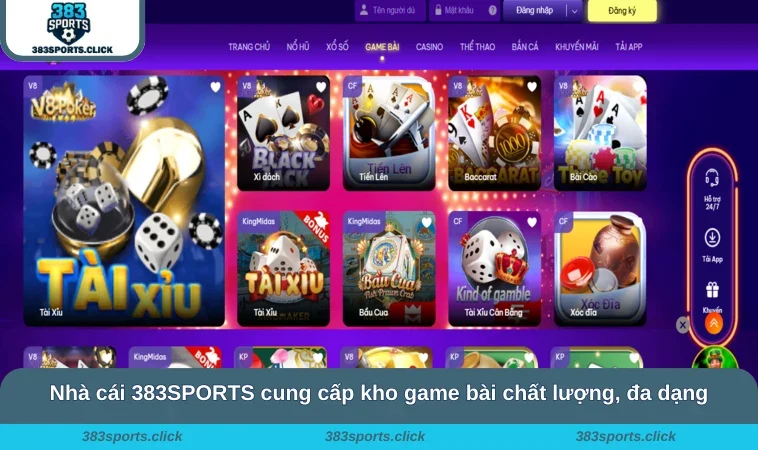 Game Bài 383SPORTS 3 Nhà cái 383SPORTS cung cấp kho game bài chất lượng, đa dạng