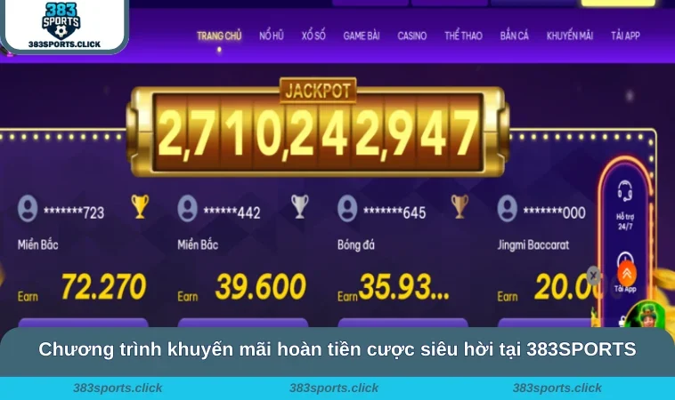 Khuyến Mãi 383SPORTS 3 Chương trình khuyến mãi hoàn tiền cược siêu hời tại 383SPORTS