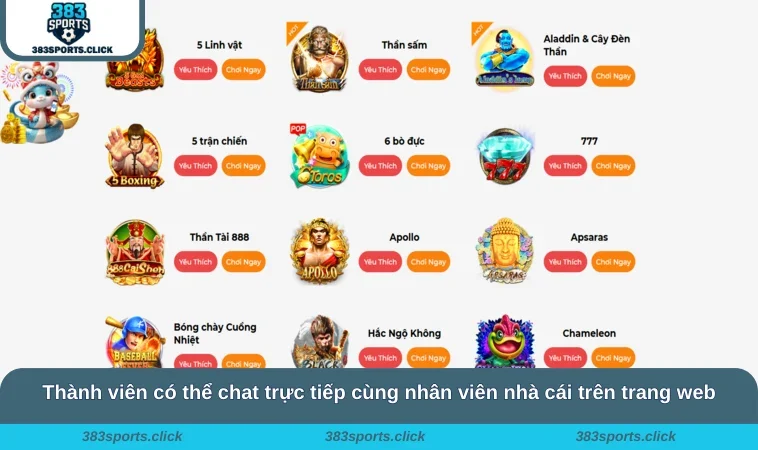 Liên Hệ 383SPORTS 2 Thành viên có thể chat trực tiếp cùng nhân viên nhà cái trên trang web