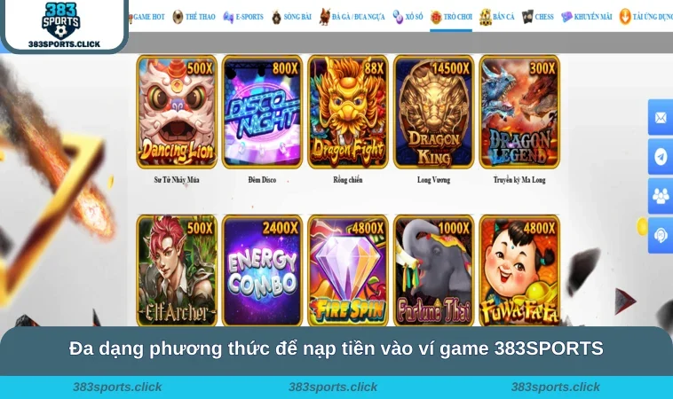Nạp Tiền 383SPORTS 1 Đa dạng phương thức để nạp tiền vào ví game 383SPORTS