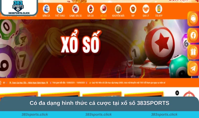 Xổ Số 383SPORTS 3 Có đa dạng hình thức cá cược tại xổ số 383SPORTS